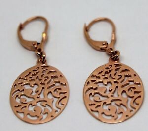 【送料無料】ネックレス　ソリッドローズゴールドアンティークドロップイヤリングkaedesigns 9ct solid rose gold antique oval filigree drop earrings