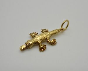 【送料無料】ネックレス　カモノハシソリッドイエローゴールドペンダントplatypus 3d 18k solid yellow gold charm pendant 32g*