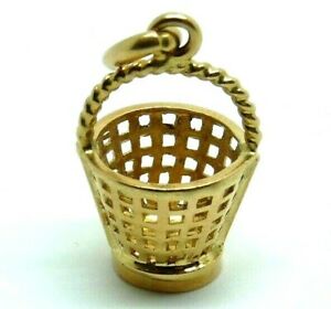 【送料無料】ネックレス　イエローゴールドペンダントソリッドバスケットビンテージイタリアyellow gold pendant solid 18 ct shaped basket vintage 70s italian