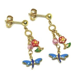 【送料無料】ネックレス　ドロップイヤリングイエローゴールドニスローズクォーツdrop earrings yellow gold girls, flowers, butterflies, varnish amp; rose quartz