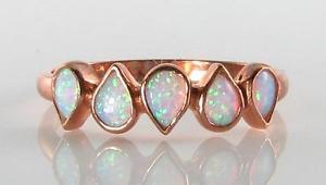 【送料無料】ネックレス　ローズゴールドオパールアールデコインリングフリーサイズlush 9k 9ct rose gold fiery opal pear eternity art deco ins ring free resize