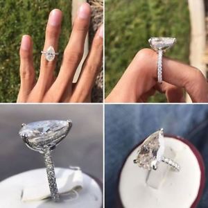 【送料無料】ネックレス　952スターリング5ctホワイトナシカットmoissanite5ct white pear cut moissanite bridal wedding engagement ring 952 sterling silver