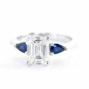 【送料無料】ネックレス　ホワイトエメラルドカットｋホワイトゴールドcertified 16ct white emerald cut 14k white gold 3stone engagement ring｜hokushin