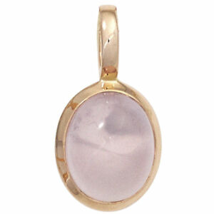 【送料無料】ネックレス ローズクオーツドームローズゴールドレディースゴールドペンダントペンダントpendant with rose quartz ros oval domed 585 gold rose gold ladies, gold pendant
