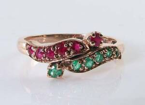 【送料無料】ネックレス　ローズゴールドルビーエメラルドアールデコプラグインリングサイズquality 9k 9ct rose gold ruby emerald art deco ins eternity ring free resize
