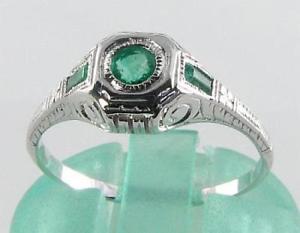 【送料無料】ネックレス　ホワイトゴールドコロンビアエメラルドアールデコインリングフリーサイズdainty 9k 9ct white gold colombian emerald art deco ins ring free resize