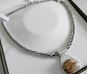 【送料無料】ネックレス　ｇスターリングシルバーフルジャスパービザンチンチェーンネックレス