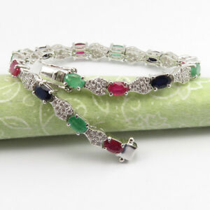【送料無料】ネックレス　スタンプスターリングシルバーブレスレット listingruby amp; other gemstones 925 stamp real sterling silver 78 ct exclusive bracelet
