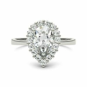 【送料無料】ネックレス　ソリッドｋホワイトゴールドホワイトナシカットハローcertified 270ct white pear cut halo engagement ring in solid 14k white gold