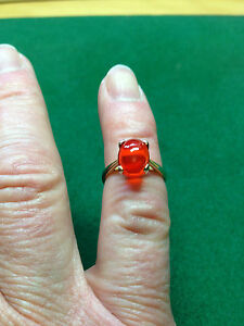 【送料無料】ネックレス　イエローゴールドオパールリングサイズ9ct 375 yellow gold fire opal ring size l or 12 mm｜hokushin