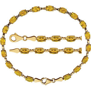 【送料無料】ネックレス　シトリンソリッドｋイエローゴールドインチラインブレスレットgenuine citrine gemstone line bracelet in solid 14k yellow gold 7 inches