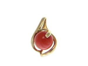【送料無料】ネックレス　genuine natural deep pink coral ball pendant slidesolid 14k yellow goldgenuine natural deep pink coral ball pendant slide