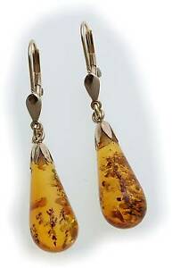 【送料無料】ネックレス　イアリングrealpampel58514kt 21mmイェローゴールドladies dangle earrings real amber drop pampel gold 585 14kt 21 mm yellow gold｜hokushin
