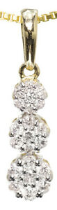 【送料無料】ネックレス　イェローゴールド025ct3ペンダントthree stone flower pendant in yellow gold 025ct