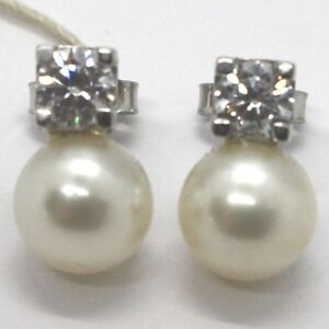 【送料無料】ネックレス　white gold earrings 750 18kwith pearls white andzircon cubicwhite gold earrings 750 18k with pearls white and zircon cubic
