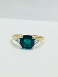 【送料無料】ネックレス　9ct yellow gold ladies ringcushion created emerald280gms 9ct goldsize l9ct yellow gold ladies ring,cushion created emerald