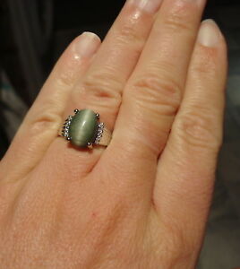 【送料無料】ネックレス　スターリングシルバーリングhuge 745ct certified natural cats eye sterling silver ring