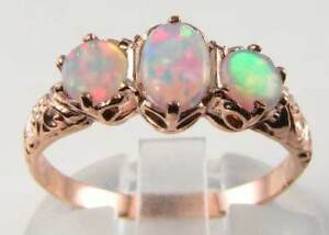 【送料無料】ネックレス　ローズゴールドオパールビンテージアールデコインリングフリーサイズenglish 9k 9ct rose gold opal trilogy vintage art deco ins ring free resize
