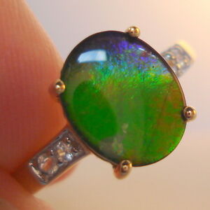 【送料無料】ネックレス　multiaa ammoliteイェローゴールドリングnatural multicoloured aa ammolite yellow gold ring