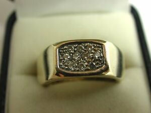 【送料無料】ネックレス　9ctトイレlarge heavy solid 9ct gold hallmarked multiple white stone hexagonal gents ring｜hokushin