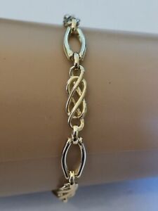 【送料無料】ネックレス　ダブルリンクファンシーゴールドツイストオーバルリンクブレスレットチェーンdouble link fancy gold twist amp; oval link yellow bracelet chain 75 7mm wide