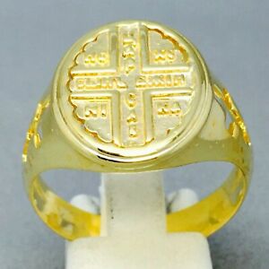 【送料無料】ネックレス　large 9ct yellow goldinriopen work crossoval signet ring sizew1039large 9ct yellow gold inri open work cross oval signet r