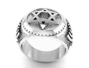 【送料無料】ネックレス　デビッドリングシルバースター925 silver star of david menorah men ring