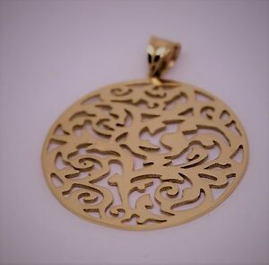 【送料無料】ネックレス　ｋｔローズゴールドペンダントkaedesigns genuine heavy solid 9ct 9kt rose gold round filigree pendant