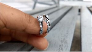 【送料無料】ネックレス　150 crtブドウカットmoissanite14k150 crt twisted vine round cut moissanite bridal engagement ring 14k gold over 46,188円