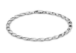 【送料無料】ネックレス　ホワイトゴールドオーバルリンクブレスレット9ct white gold oval link bracelet 18cm7