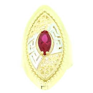 【送料無料】ネックレス　イエローホワイトゴールドリングサイズ hollow 14ct yellow and white gold red stone ring size r