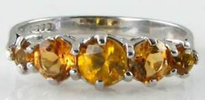 【送料無料】ネックレス　9ct 9k white gold madeira golden citrine eternity5ストーンring free resize9ct 9k white gold madeira golden citrine eternity 5
