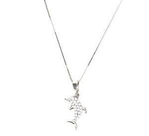 【送料無料】ネックレス　ネックレスホワイトゴールド18kt 7501000イルカpaveeジルコン