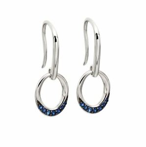 【送料無料】ネックレス 9ctホワイトゴールドサファイアイアリングfashion 9ct white gold pave blue sapphire open circle drop earrings uk