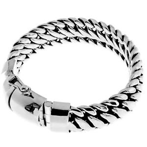 【送料無料】ネックレス　ヘビチェーンハンドメイドスターリングシルバーブレスレット15mm wide very heavy snake chain handmade 925 sterling silver bracelet, 810