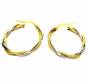 【送料無料】ネックレス　yellow gold earrings 18kt rings circles twisted bicoloryellow gold earrings 18kt rings circles twisted bicolor