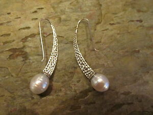 【送料無料】ネックレス スターリングシルバーイヤリングsterling silver amp; paspaley south sea pearl earrings detail textured long