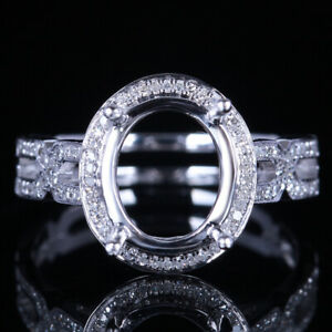 【送料無料】ネックレス　semiマウント10kホワイトゴールド10x8mmユニークリングsolid 10k white gold 10x8mm oval semi mount unique engagement wedding fine ring