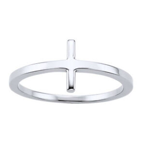 【送料無料】ネックレス　10kホワイトゴールドsideways cross ring in 10k white gold
