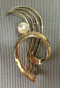 【送料無料】ネックレス　vintage 14k585yellow gold cultured65mmpearl brooch 634grmsvintage 14k 585 yellow gold cultured 65mm pearl brooch 634grms n