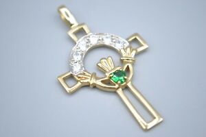 【送料無料】ネックレス　9ctcz claddaghクロ9ct gold cz claddagh cross