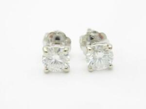 【送料無料】ネックレス　ｋホワイトゴールドラウンドスタッドカラーネジイヤリング14k white gold amp; genuine moissanite round stud 050ct tw g color screw earrings