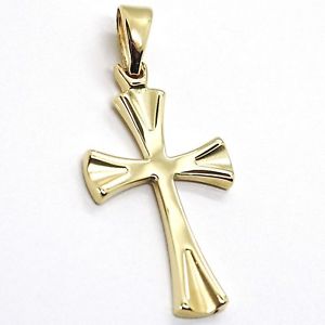 【送料無料】ネックレス クロスペンダントイエローゴールドペンダントサテンイタリアcross pendant yellow gold 750 18k, pendant, rounded shape, satin, italy made