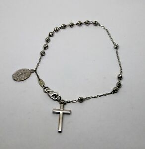 【送料無料】ネックレス　kaedesigns18ct750ホワイトゴールドロザリオクロス*kaedesigns, 18ct 750 white gold rosary beads cross bracelet *free express post