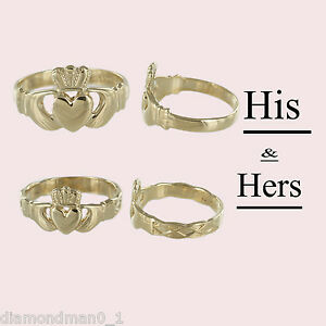【送料無料】ネックレス　イエローゴールドッドクラダリングhallmarked 9ct yellow gold irish claddagh rings his amp; hers matching set