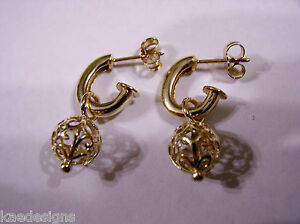 【送料無料】ネックレス　ローズボールフックイヤリングkaedesigns, genuine 9ct rose gold filigree ball hook earrings