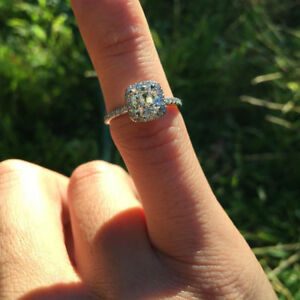 【送料無料】ネックレス 2ctクッションカットmoissanite14kホワイトゴールド2ct cushioncut moissanite halo promise engagement ring 14k white gold over