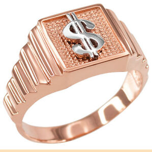【送料無料】ネックレス　ローズドルmensrose gold dollar sign square mens ring