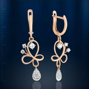【送料無料】ネックレス イアリングrussian58514k cz nwtnwtdangle earrings russian solid rose gold 58514k czs nwt butterfly nwt