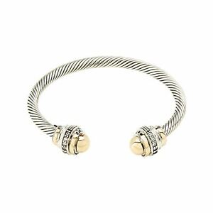 【送料無料】ネックレス　bicolour 2カフス スターリング14kgbicolour two row crystal twisted cuff bracelet sterling silver and 14k solid g